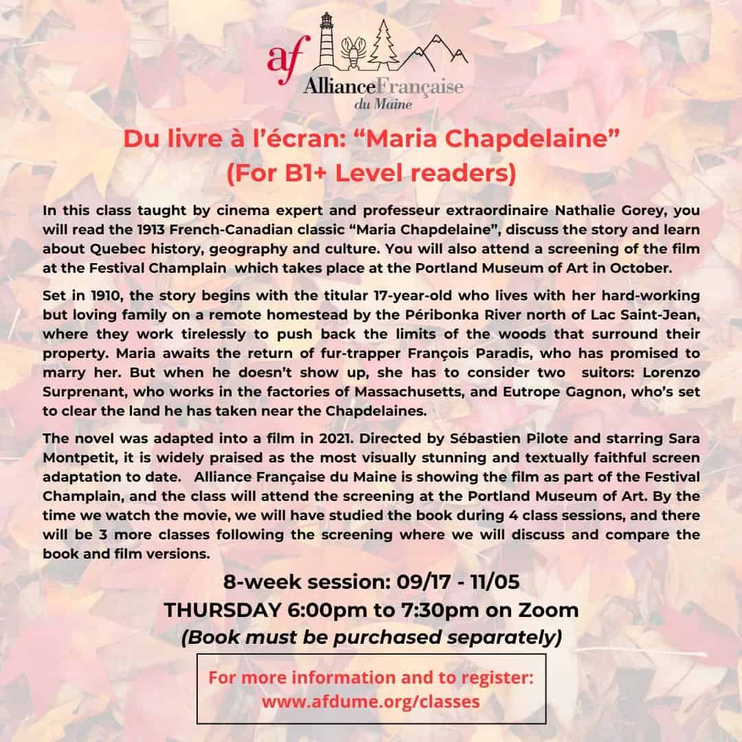 Featured image for “Du Livre à l’écran: Maria Chapdelaine (B1+)”